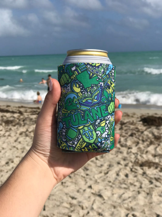 Tulane Collage Koozie