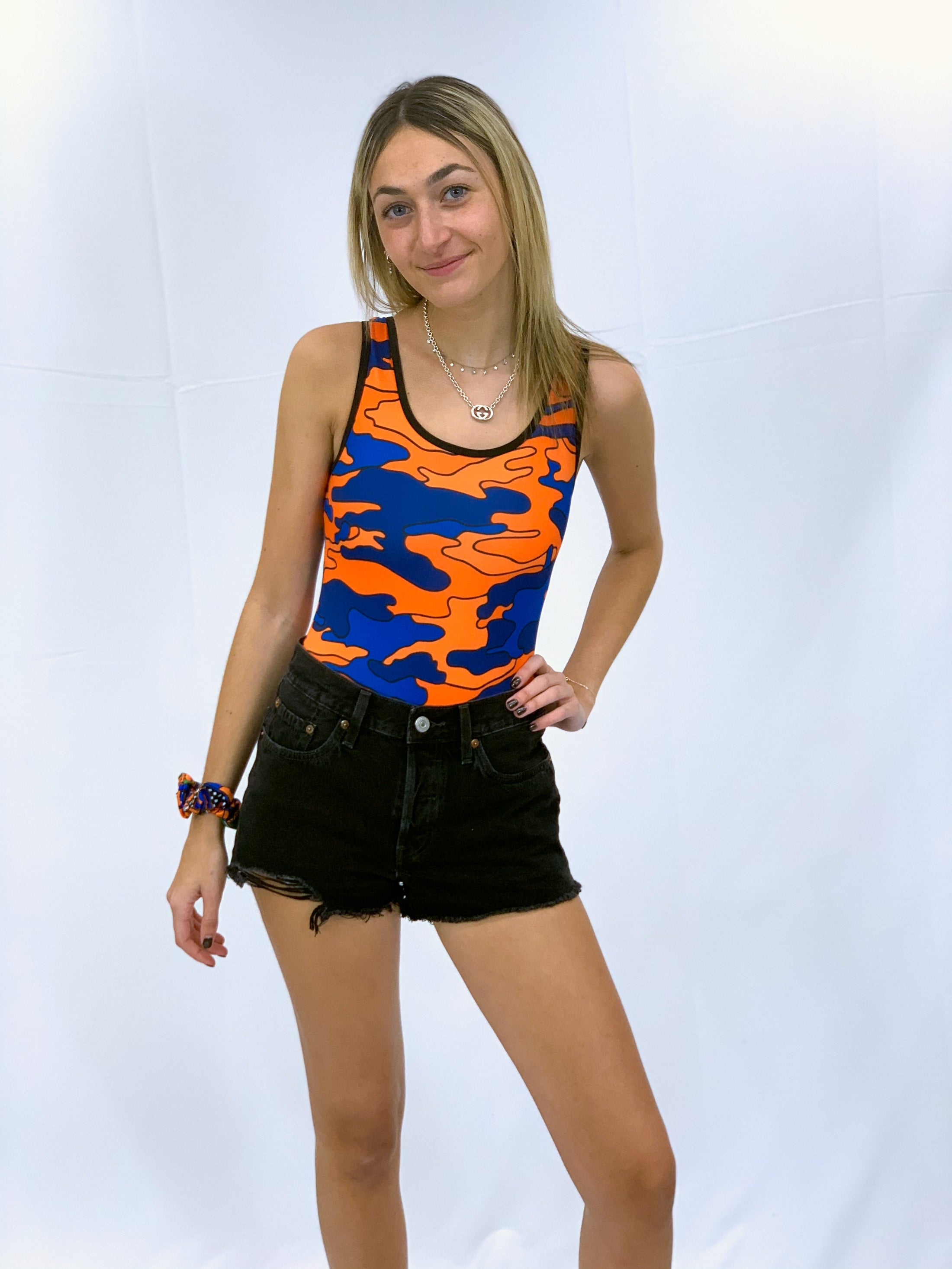 Blue & Orange Camo One-Piece