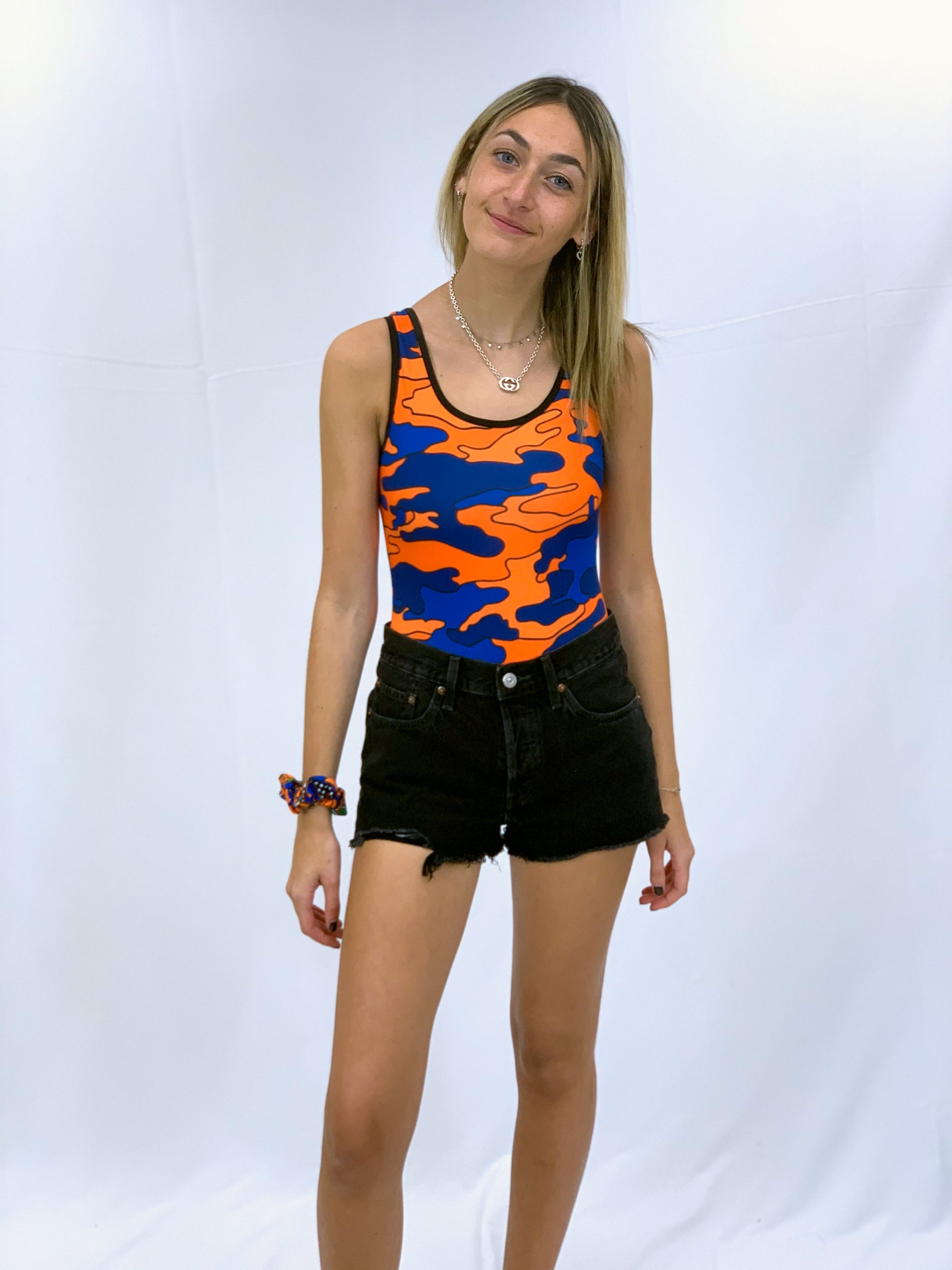Blue & Orange Camo One-Piece