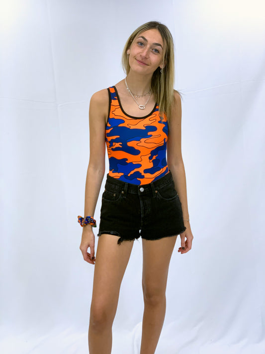 Blue & Orange Camo One-Piece