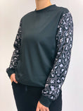 Load image into Gallery viewer, Gray Cheetah Sleeves Crew Neck Sweatshirt