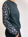 Load image into Gallery viewer, Gray Cheetah Sleeves Crew Neck Sweatshirt