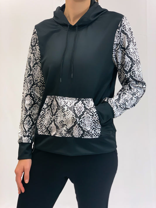 Snakeskin Sleeves Hooded Sweatshirt