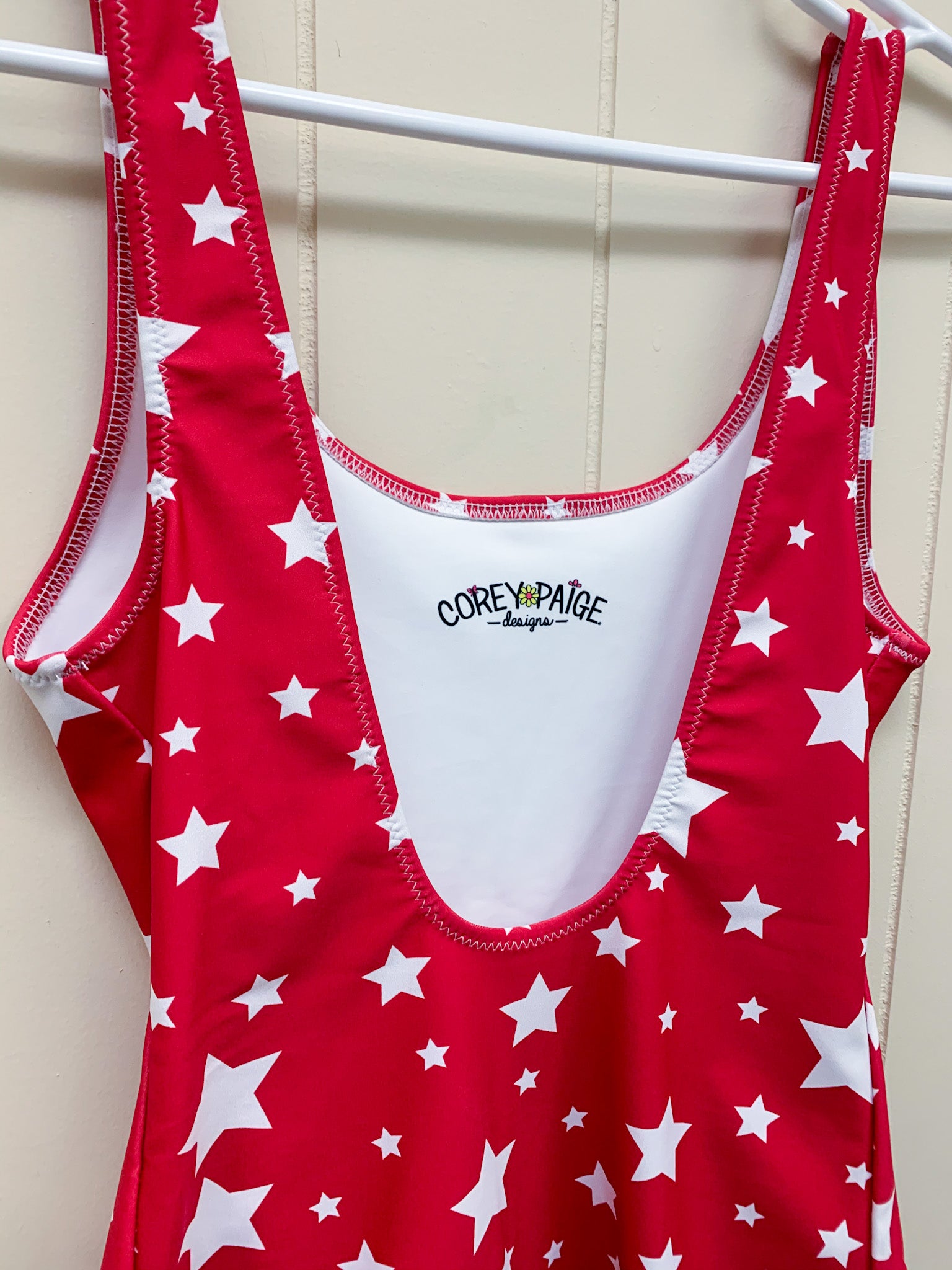 White Stars Red One-Piece Swimsuit