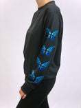 Load image into Gallery viewer, Blue Butterflies Black Crew Neck Sweatshirt