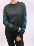 Load image into Gallery viewer, Blue Butterflies Black Crew Neck Sweatshirt