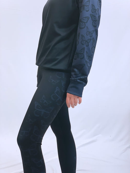 Gray Butterfly Sleeves Crew Neck Sweatshirt