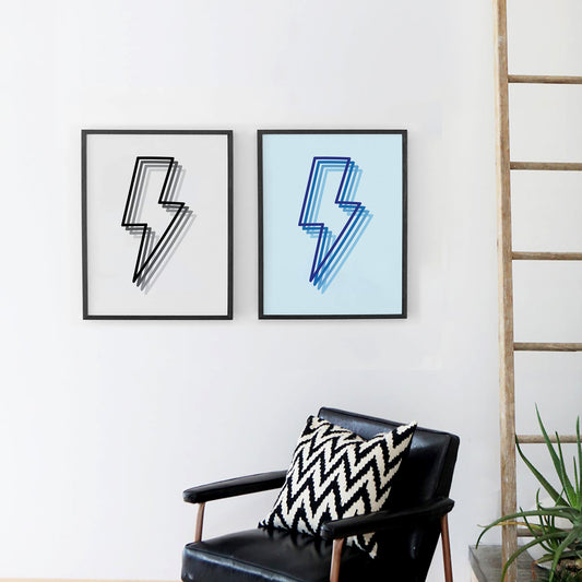 Shadowed Lightning Bolt Framed Print