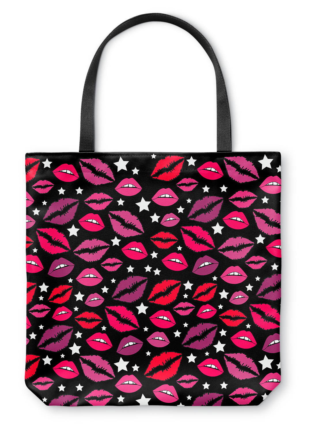 Lips & Stars Black Tote Bag