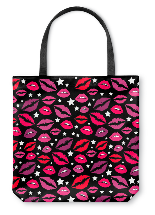 Lips & Stars Black Tote Bag