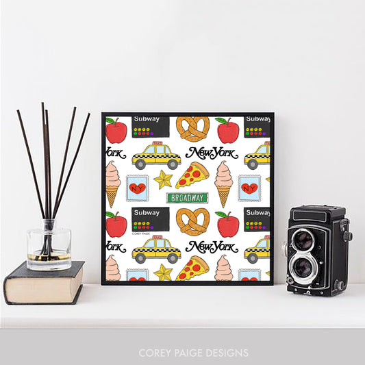 New York Pattern Framed Print