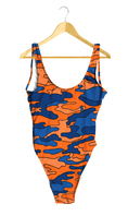 Load image into Gallery viewer, Orange & Blue Camo One-Piece