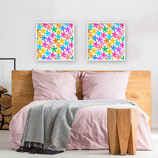 Colorful Painted Flowers Framed Print