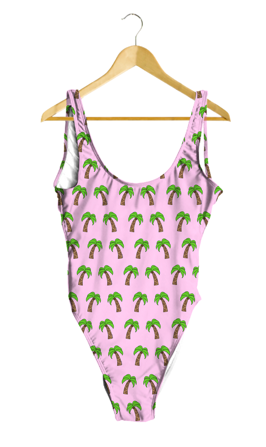 Palm Trees on Pink One-Piece