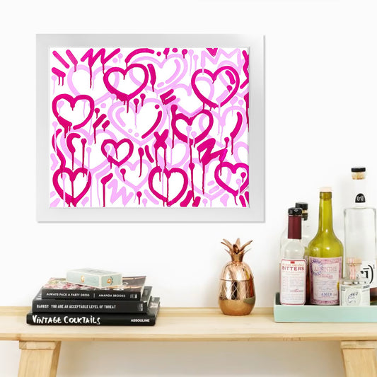 Pink & White Electric Love Framed Print