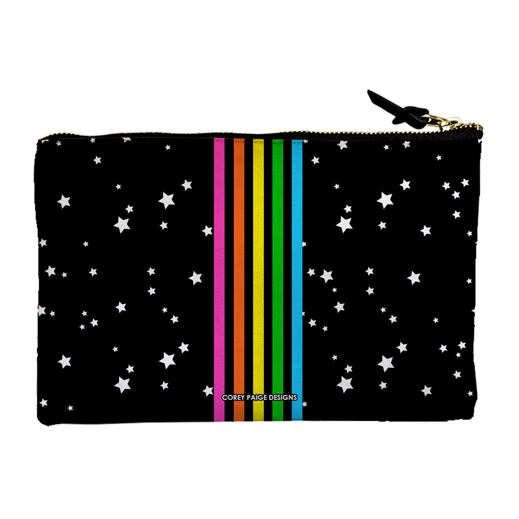 Rainbow Stripe Stars Accessory Pouch