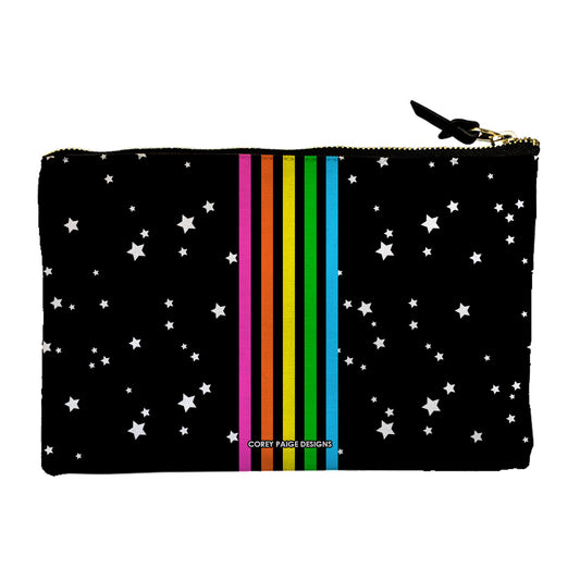 Rainbow Stripe Stars Accessory Pouch