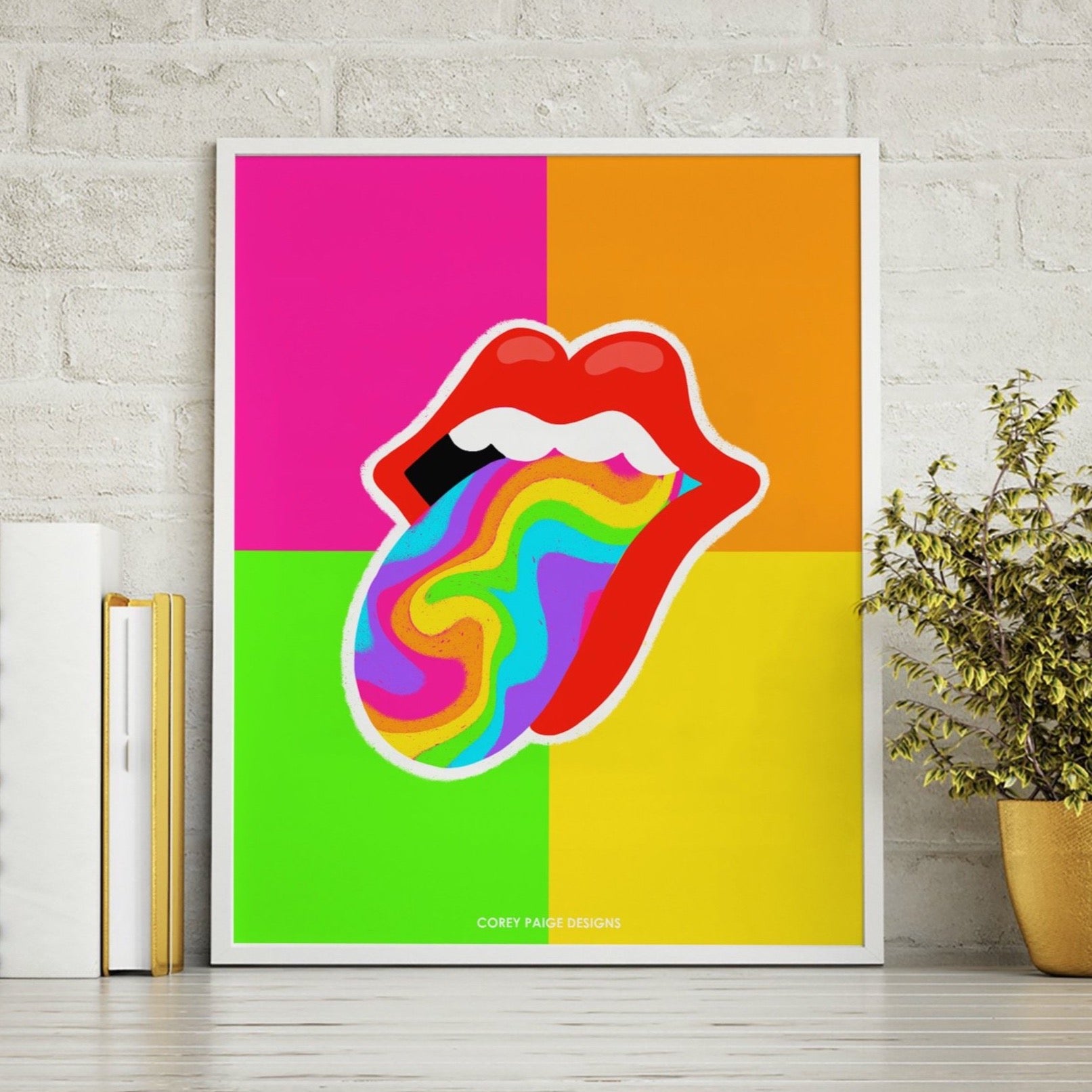 Rainbow Swirl Tongue Framed Print