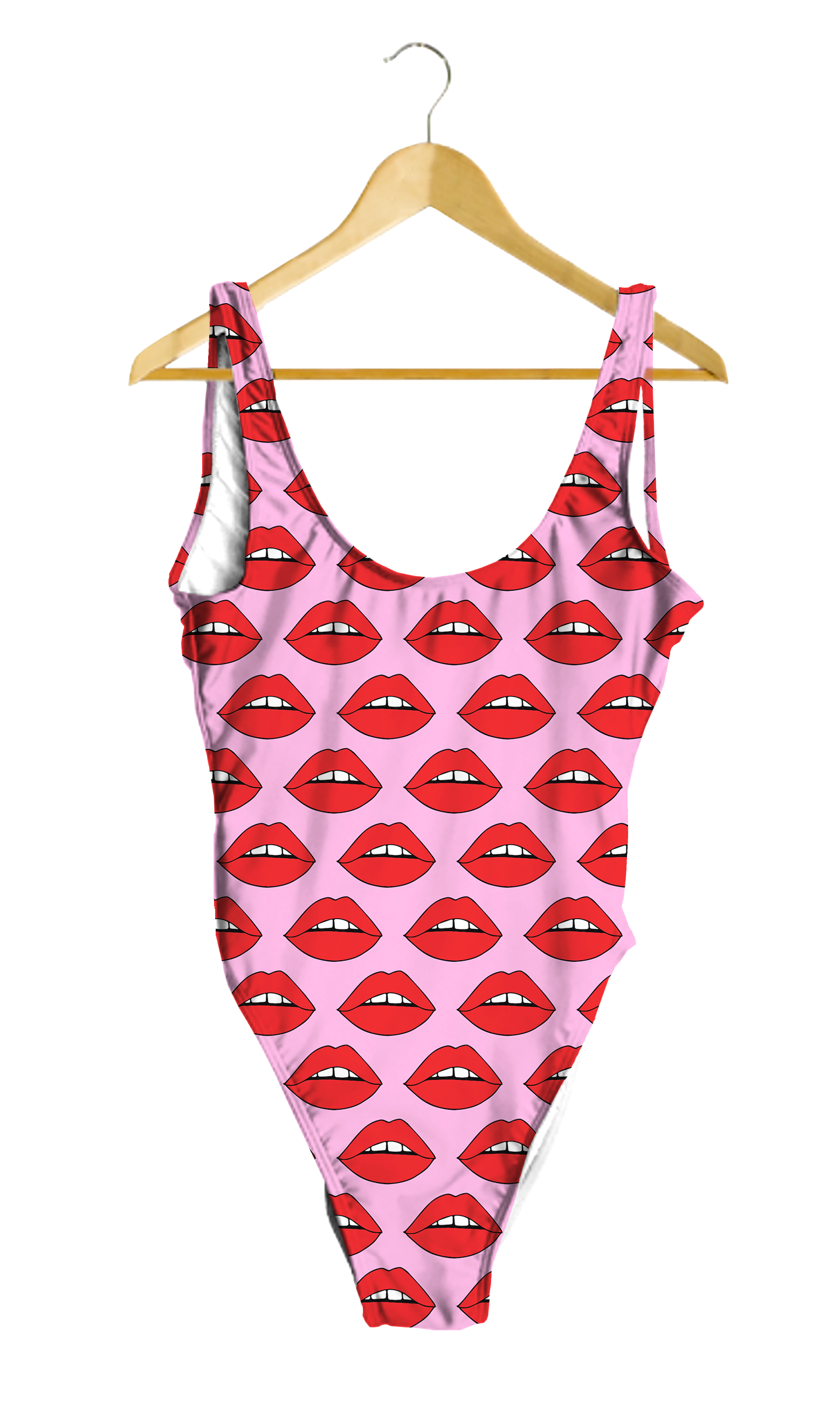 Red Lips on Pink One-Piece