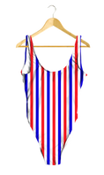 Load image into Gallery viewer, Red, White & Blue Striped One-Piece