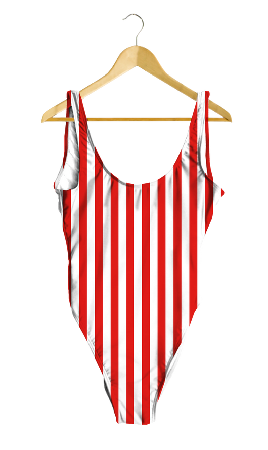 Red & White Striped One-Piece