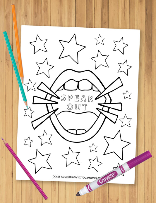 Speak Out Mouth Coloring Sheet