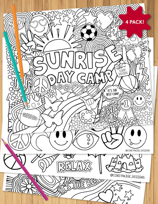 Sunrise Day Camp Coloring Sheet Pack