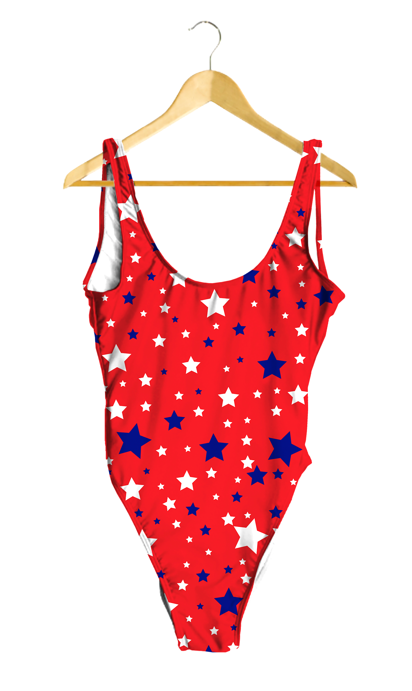 White & Blue Stars on Red One-Piece
