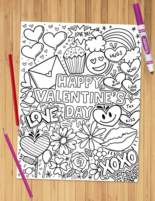 Valentine’s Day Collage Coloring Sheet