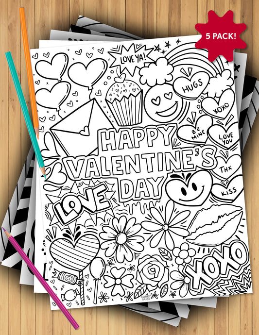 Valentine's Day Coloring Sheet Pack