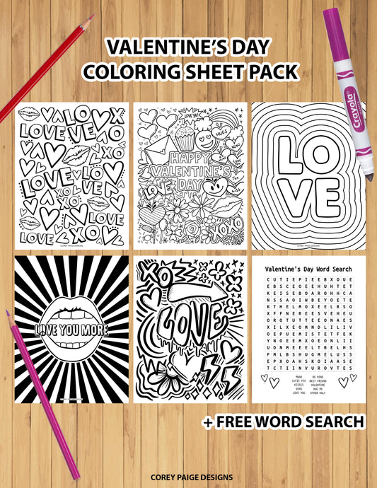 Valentine's Day Coloring Sheet Pack