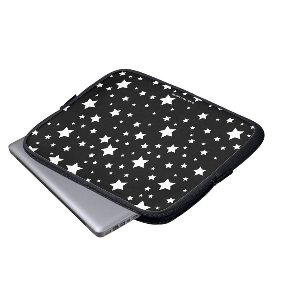 White Stars Black Laptop Sleeve