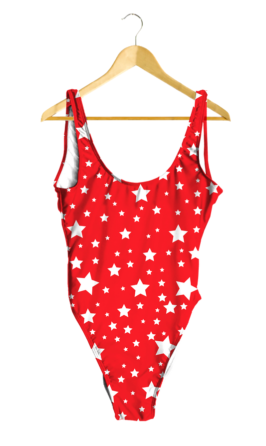 White Stars Red & Blue Split One-Piece