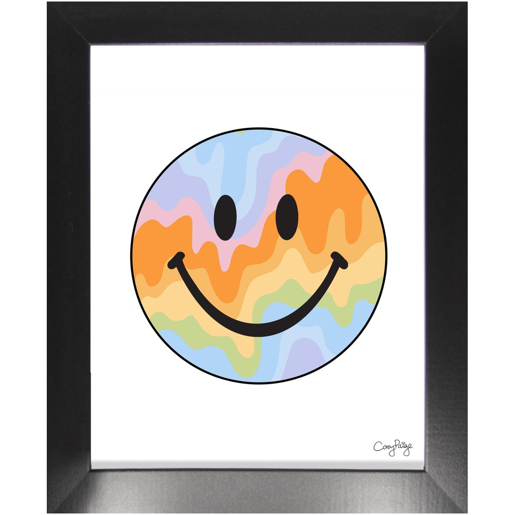 Pastel Drippys Happy Face Framed Print
