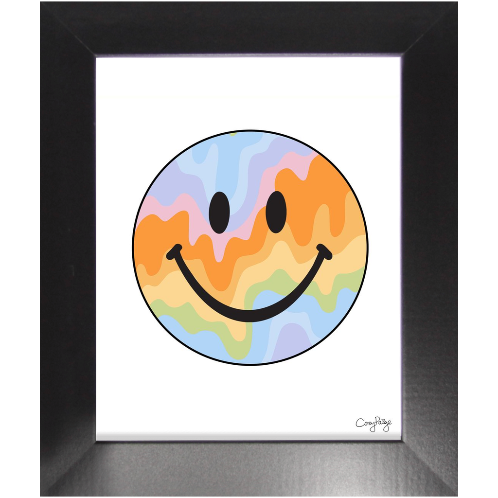 Pastel Drippys Happy Face Framed Print