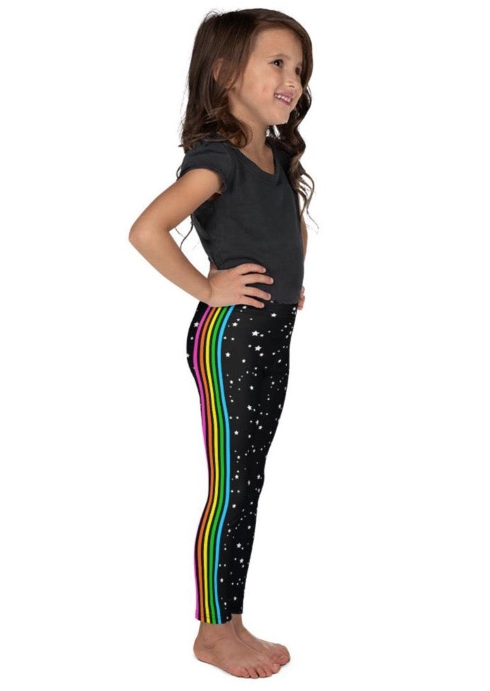 Rainbow Side Stripe Mini Stars Kid's Leggings – CoreyPaigeDesigns