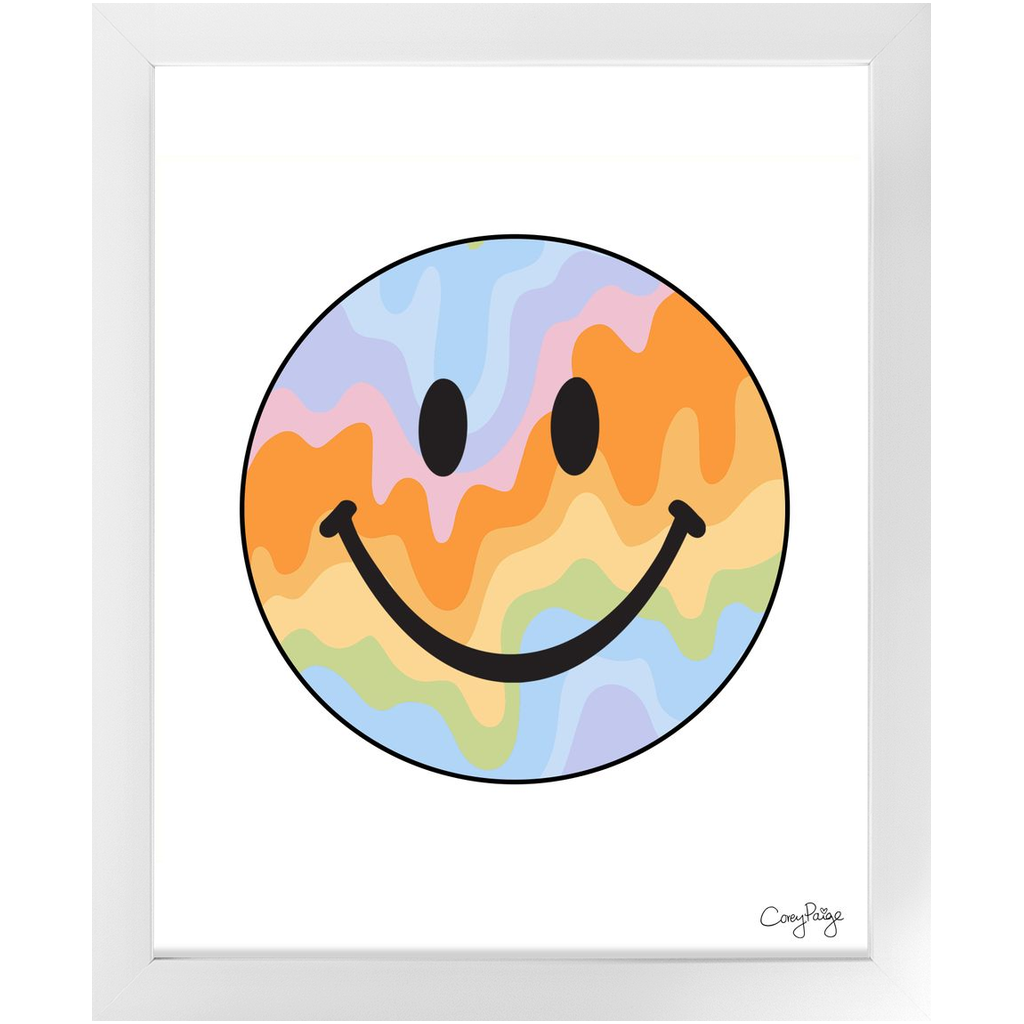 Pastel Drippys Happy Face Framed Print