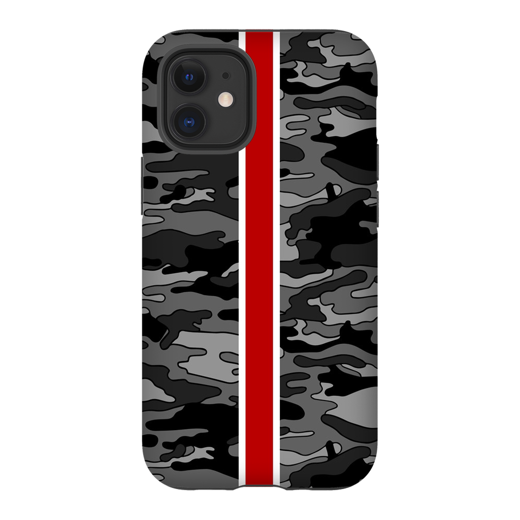 Gray Camo Red Stripe Phone Case