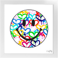 Load image into Gallery viewer, Rainbow Electric Love Happy Face Framed Print
