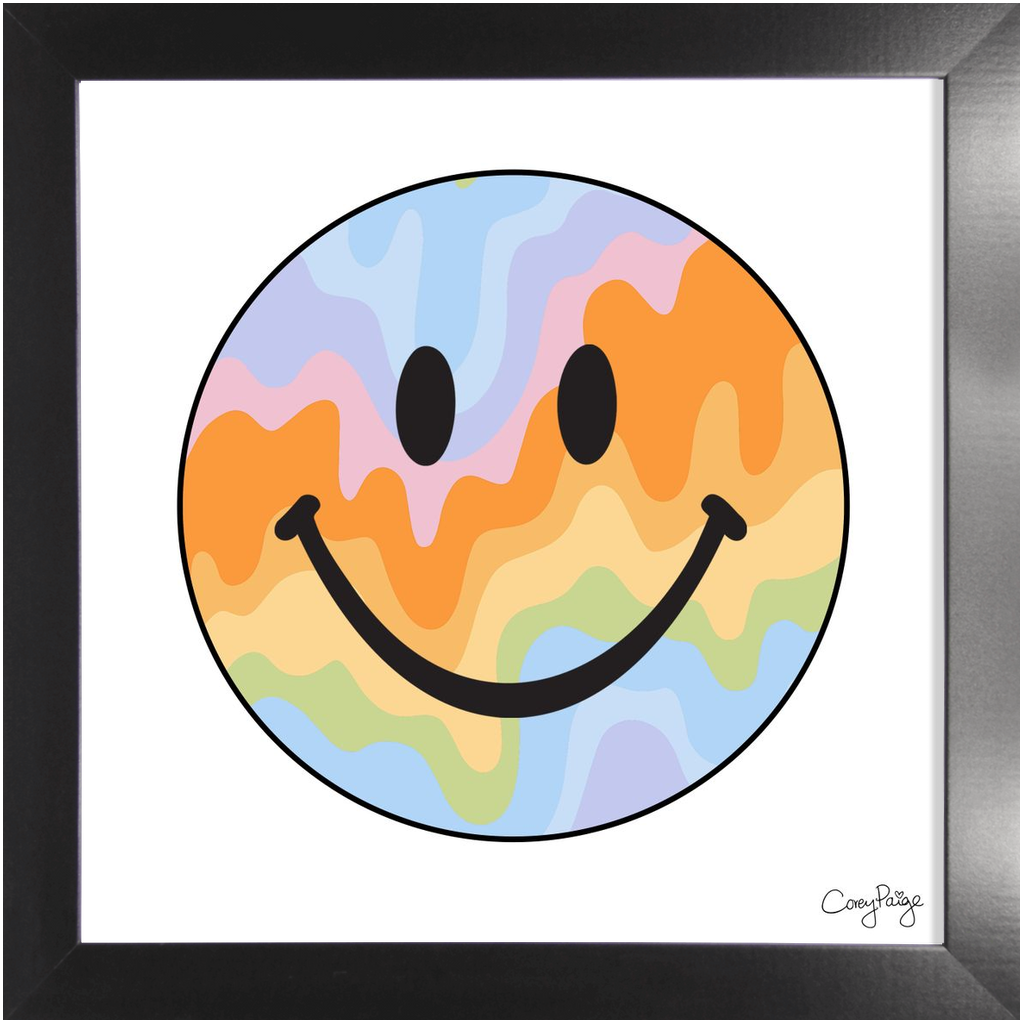 Pastel Drippys Happy Face Framed Print
