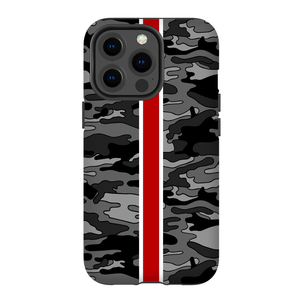 Gray Camo Red Stripe Phone Case