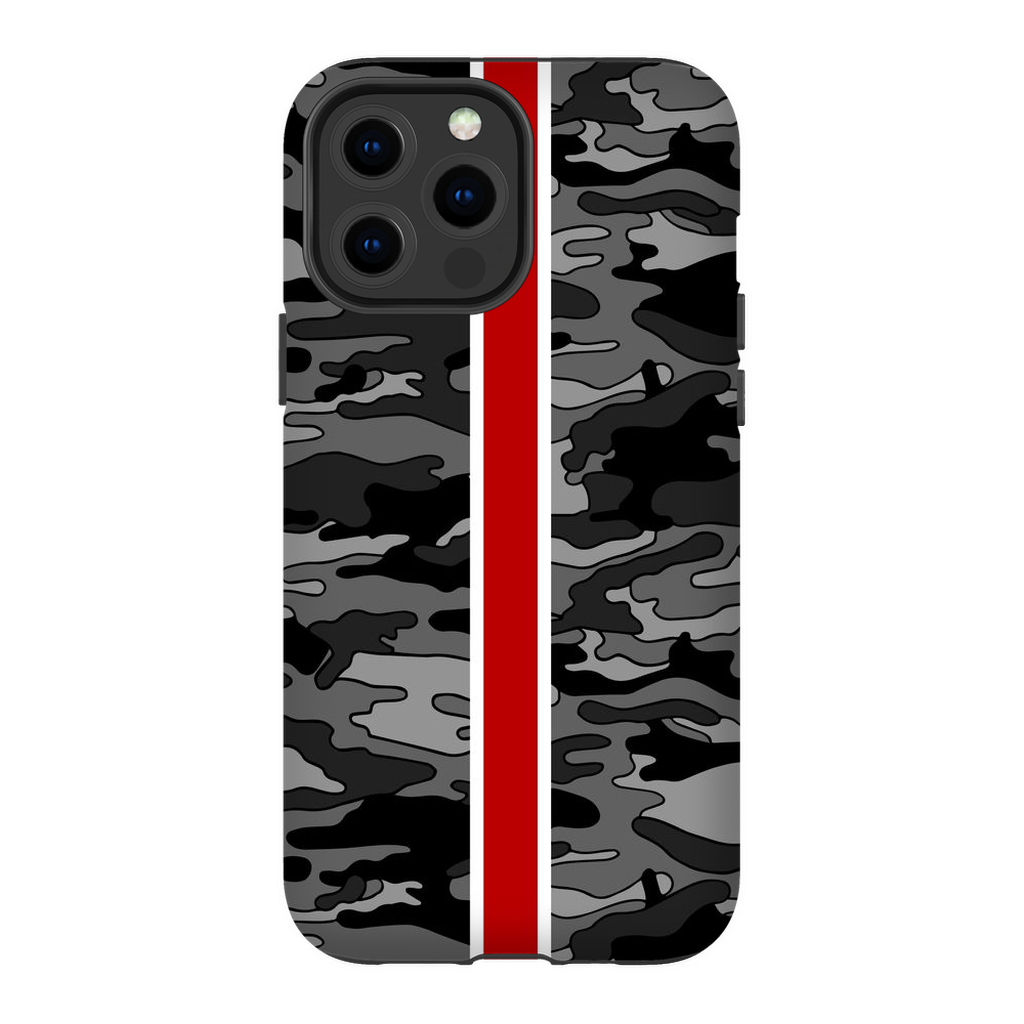 Gray Camo Red Stripe Phone Case