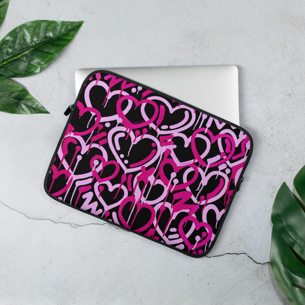 Pink & Black Electric Love Laptop Sleeve