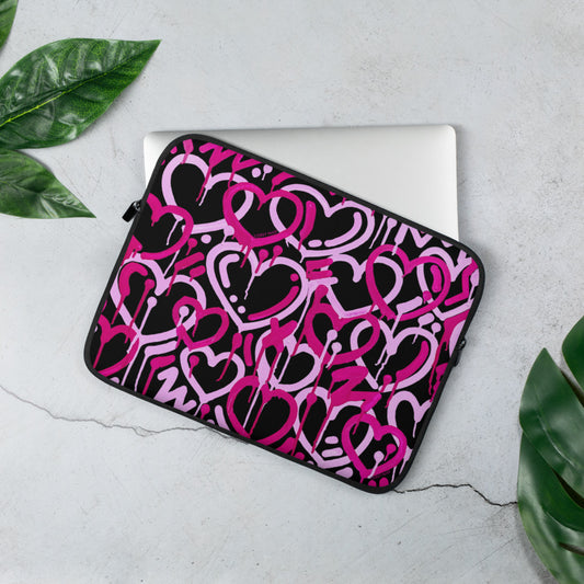 Pink & Black Electric Love Laptop Sleeve