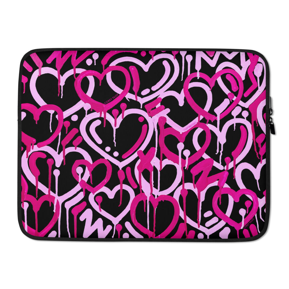 Pink & Black Electric Love Laptop Sleeve