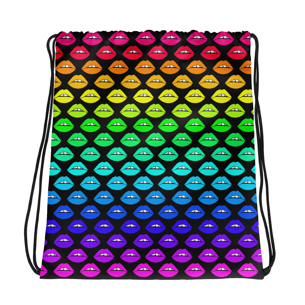Rainbow Lips Drawstring bag