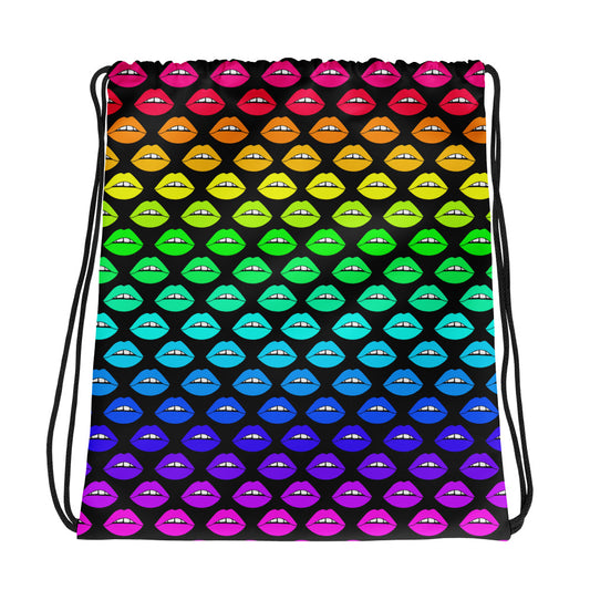 Rainbow Lips Drawstring bag
