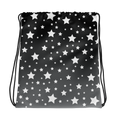 Load image into Gallery viewer, White Stars Gray Ombre Drawstring Bag