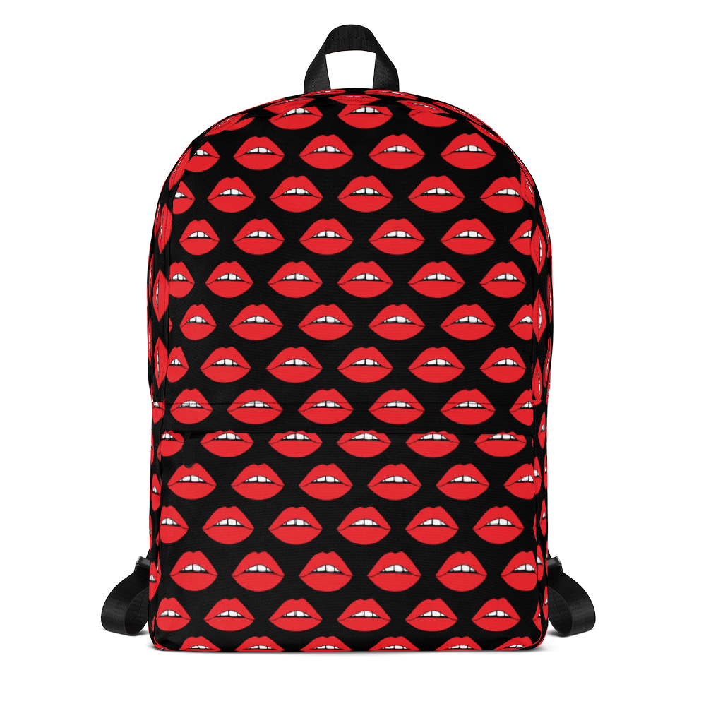 Lips on Black Backpack