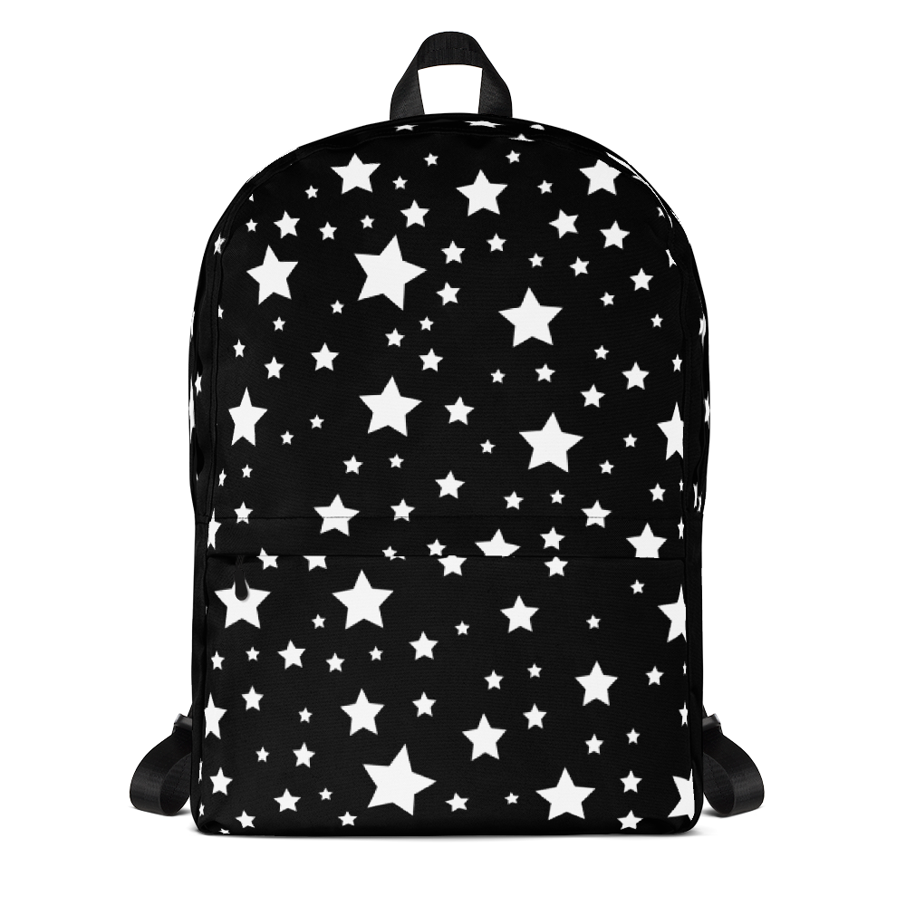 White Stars on Black Backpack